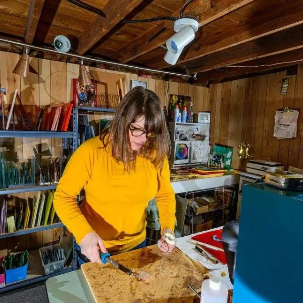 Carey Gustafson in their studio