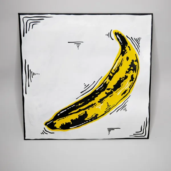 A record cover featuring a Banana made by Nonamey, join him for a workshop at the DIA on March 6.